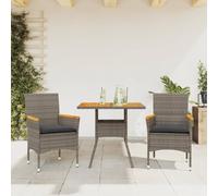Lumanois Set de Comedor jardín 3 pzas con Cojines ratán PE Acacia Gris,Mobiliario,Muebles de jardín,24.6kg-3278699