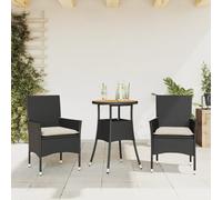 Lumanois Set de Comedor jardín 3 pzas con Cojines ratán PE Acacia Negro,Mobiliario,Muebles de jardín,20.2kg-3278727