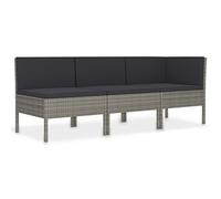 Lumanois Set de Muebles de jardín 3 pzas y Cojines ratán sintético Gris,Mobiliario,Conjuntos de jardín,20.5kg-310204