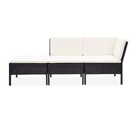 Lumanois Set de Muebles de jardín 3 pzas y Cojines ratán sintético Negro,Mobiliario,Conjuntos de jardín,20kg-48960