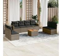 Lumanois Set de Muebles de jardín 9 pzas y Cojines ratán sintético Gris,Mobiliario,Muebles de jardín,Asientos de Exterior,Sofás modulares de Exterior,69.4kg-3224527
