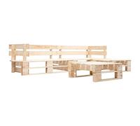 Lumanois Set de Muebles de palés para jardín 4 Piezas Madera Natural, Mobiliario Muebles de jardín Conjuntos de jardín, Marrón, 42.8kg