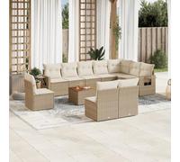 Lumanois Set de sofás de jardín 11pzas con Cojines ratán sintético Beige,Mobiliario,Muebles de jardín,Asientos de Exterior,Sofás modulares de Exterior,85.8kg-3224616