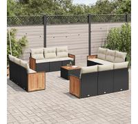 Lumanois Set de sofás de jardín y Cojines 13 pzas ratán sintético Negro,Mobiliario,Muebles de jardín,122.6kg-3259921
