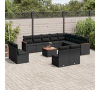 Lumanois Set de sofás de jardín y Cojines 13 pzas ratán sintético Negro,Mobiliario,Muebles de jardín,99.4kg-3226475