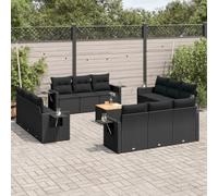 Lumanois Set de sofás de jardín y Cojines 13 pzas ratán sintético Negro,Mobiliario,Muebles de jardín,118.2kg-3256825