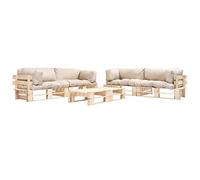 Lumanois Set Muebles de palés de jardín 6 Piezas Cojines Arena Madera,97.24kg-277503