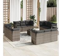 Lumanois Set sofás de jardín con Cojines 13 Piezas ratán sintético Gris,Mobiliario,Muebles de jardín,113kg-3217340