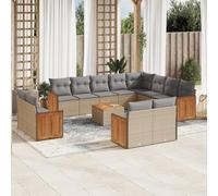 Lumanois Set sofás de jardín con Cojines 13 pzas ratán sintético Beige,Mobiliario,Muebles de jardín,120.6kg-3260603