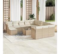 Lumanois Set sofás de jardín con Cojines 13 pzas ratán sintético Beige,Mobiliario,Muebles de jardín,110.6kg-3250477