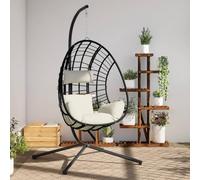 Lumanois Silla Colgante Huevo con Soporte ratán y Acero Beige,Casa y jardín,Jardín,Artículos de Exterior,Balancines de jardín,24.2kg-4007411