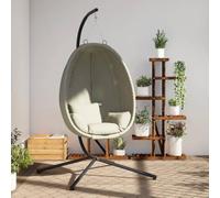 Lumanois Silla Colgante Huevo con Soporte Tela y Acero Beige,Casa y jardín,Jardín,Artículos de Exterior,Balancines de jardín,20.6kg-4007401
