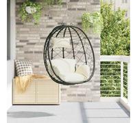 Lumanois Silla Huevo Colgante Crema 91,5 x 60 x 110 cm ratán sintético,Casa y jardín,Balancines de jardín,11.4kg-42003845
