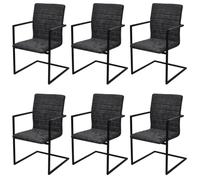 Lumanois Sillas de Comedor voladizas 6 Unidades Cuero sintético Negro,Mobiliario,Sillas,Sillas de Comedor,59.4kg-272416