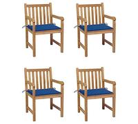 Lumanois Sillas de jardín 4 uds Madera de Teca con Cojines Azul Royal,Asientos de Exterior,Sillas de jardín,54.42kg-3073014