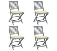 Lumanois Sillas de jardín Plegables 4 uds Cojines Madera Maciza Acacia,Asientos de Exterior,Sillas de jardín,20.8kg-3064580