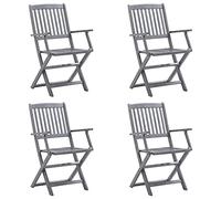 Lumanois Sillas de jardín Plegables 4 uds Cojines Madera Maciza Acacia,Mobiliario,Asientos de Exterior,Sillas de jardín,23.8kg-3064528