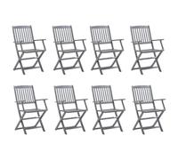 Lumanois Sillas de jardín Plegables 8 uds y Cojines Madera Maciza Acacia,Mobiliario,Asientos de Exterior,Sillas de jardín,45.4kg-3078269