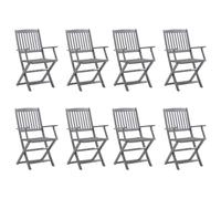 Lumanois Sillas de jardín Plegables 8 uds y Cojines Madera Maciza Acacia,Mobiliario,Asientos de Exterior,Sillas de jardín,45.4kg-3078263