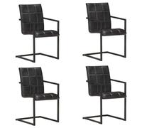 Lumanois Sillas voladizas de Comedor 4 Unidades Cuero auténtico Negro,Mobiliario,Sillas,Sillas de Comedor,45.7kg-3065691