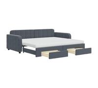 Lumanois Sofá Cama Nido con cajones Terciopelo Gris Oscuro 90x200 cm,Mobiliario,Camas y somieres,65.96kg-3197002