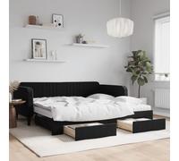 Lumanois Sofá Cama Nido con cajones Terciopelo Negro 100x200 cm,Mobiliario,Camas y somieres,67.11kg-3197146