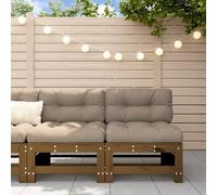 Lumanois Sofás centrales con Cojines 2 uds Madera de Pino marrón Miel,Mobiliario,Asientos de Exterior,Sofás modulares de Exterior,25.99kg-825691