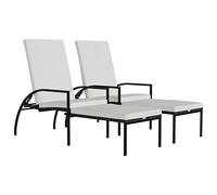 Lumanois Tumbona con reposapiés 2 Unidades ratán sintético marrón, Mobiliario Muebles de jardín Asientos de Exterior Tumbonas, Marrón, 24.6kg