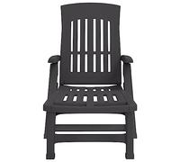Lumanois Tumbona Plegable con Ruedas PP Gris Antracita,Mobiliario,Asientos de Exterior,Tumbonas,13.26kg-364698