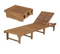 Lumanois Tumbona Plegable de Madera Maciza de Acacia, Mobiliario Muebles de jardín Asientos de Exterior Tumbonas, Marrón, 15.8kg
