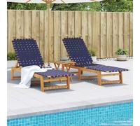 Lumanois Tumbonas con Mesa 2 uds Madera Maciza de Acacia Azul Oscuro,Mobiliario,Asientos de Exterior,Tumbonas,32.3kg-3214218