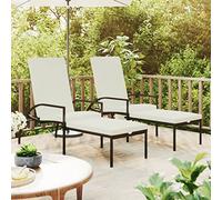 Lumanois Tumbonas con reposapiés 2 Unidades ratán sintético Negro, Mobiliario Muebles de jardín Asientos de Exterior Tumbonas, Negro, 24.75kg