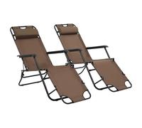 Lumanois Tumbonas Plegables con reposapiés 2 Unidades Acero marrón,Mobiliario,Asientos de Exterior,Tumbonas,12.3kg-44346