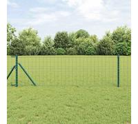 Lumanois Valla con Poste Verde 0,8 x 25 m Acero y PVC,Vallas de jardín,Paneles de Vallas,23.36kg-3350328