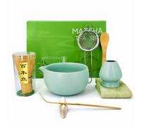 Lumanothy Set Matcha 8 Piezas, Kit Matcha Completo con Cuenco Matcha, Batidor Bambú, Soporte, Set Té Japonés, Regalo para Principiantes, Verde menta