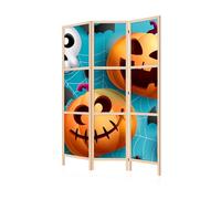 LUMASOUL Biombo Separador de Ambientes Unilateral - decoración de Halloween - Biombos Separadores de 3 Paneles - Biombos Decorativos para Divisor Ambientes 135x172 cm Azul-Naranja
