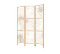 LUMASOUL Biombo Separador de Ambientes Unilateral - en Estilo Japonés - Biombos Separadores de 3 Paneles - Biombos Decorativos para Divisor Ambientes - Motivo Flores - 135x172 cm