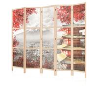 LUMASOUL Biombo Separador de Ambientes Unilateral - en Estilo Japonés - Biombos Separadores de 5 Paneles - Biombos Decorativos para Divisor Ambientes - Motivo Ciudades - 225x172 cm