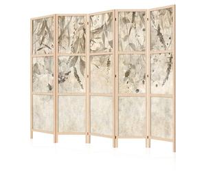 LUMASOUL Biombo Separador de Ambientes Unilateral - en Estilo Japonés - Biombos Separadores de 5 Paneles - Biombos Decorativos para Divisor Ambientes - Motivo Naturaleza - 225x172 cm