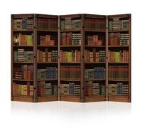 LUMASOUL Biombo Separador de Ambientes Unilateral - Retro Bibliotecario Motivo - Biombos Separadores de 5 Paneles - Biombos Decorativos para Divisor Ambientes - 225x172cm