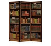LUMASOUL Biombo Separador de Ambientes Unilateral - Retro Bibliotecario Motivo - Biombos Separadores de 3 Paneles - Biombos Decorativos para Divisor Ambientes - 135x172cm
