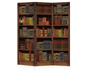 LUMASOUL Biombo Separador de Ambientes Unilateral - Retro Bibliotecario Motivo - Biombos Separadores de 3 Paneles - Biombos Decorativos para Divisor Ambientes - 135x172cm
