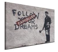 LUMASOUL Cuadros Decoracion Salon Modernos - Decoración Pared Banksy Motivo - Cuadros Decorativos con marcos de madera y telares Salón y dormitorio - 120x80 cm