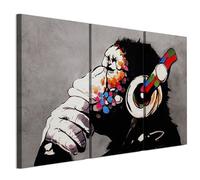 LUMASOUL Cuadros Decoracion Salon Modernos - Decoración Pared Banksy Motivo - Cuadros Decorativos con marcos de madera y telares Salón y dormitorio - 120x80 cm