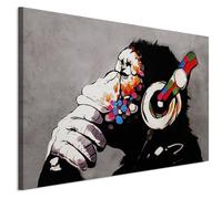 LUMASOUL Cuadros Decoracion Salon Modernos - Decoración Pared Banksy Motivo - Cuadros Decorativos con marcos de madera y telares Salón y dormitorio - 120x80 cm