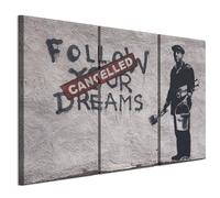 LUMASOUL Cuadros Decoracion Salon Modernos - Decoración Pared Banksy Motivo - Cuadros Decorativos con marcos de madera y telares Salón y dormitorio - 120x80 cm