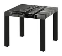 LUMASOUL Mesa Centro Moderna Blanco & Negro con Estampado - Mesas Auxiliares para Salon 55x55cm - Cuadrado Coffee Table - Mesas de Centro Pequeñas - Ciudad