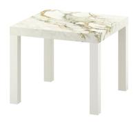 LUMASOUL Mesa de café moderna blanca con patrón - Mesa pequeña de salón 55x55 cm - Mesa cuadrada tipo coffee table - Mini mesa y mesa de sofá de aspecto piedra 03