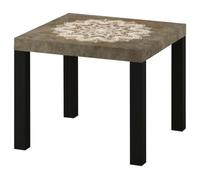 LUMASOUL Mesa de café moderna negra con patrón - Pequeña mesa de salón 55x55cm - Cuadrada Coffee Table - Mini mesa y mesa de sofá Mandala 02