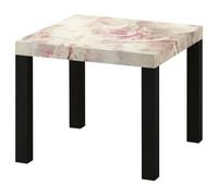 LUMASOUL Mesa de centro moderna negra con patrón, pequeña mesa de salón de 55 x 55 cm, cuadrada, diseño de flores